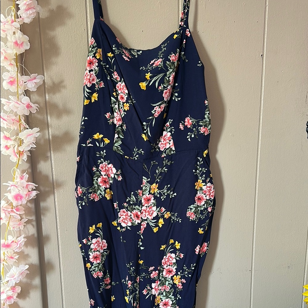 Old Navy Dark Blue Floral Jumpsuit